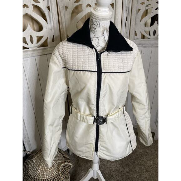 Vintage Arctic Cat Arcticwear Snowmobile White Jacket & Belt Size Large USA - Picture 1 of 11